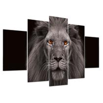 Kit Placas Quadros Decorativos 5 pçs 3D Borda infinita Leão Kit Placas Quadros Decorativos 5 pçs 3D Borda infinita Leão