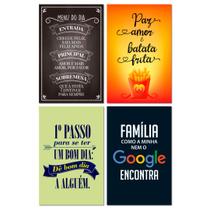 Kit Placas Quadros Decorativos Frases Cerveja 4 pçs 20x30 cm