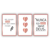 Kit Placas Quadros Decorativos Sala 3 20X30 Religioso Nunca Foi Sorte