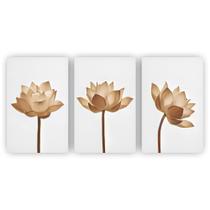 Kit Placas Quadros Sala 3 Pçs 80X60 Floral Rustica