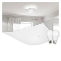 Kit Plafon Luminária de Teto Taschibra Solari Quadrado 2x E27 com Lâmpadas