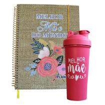 Kit Planner Marrom de 80 Folhas + Shakeira Copo Dia Das Mães