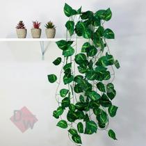 Kit Planta Trepadeira Artificial Jiboia Com Vaso Branco