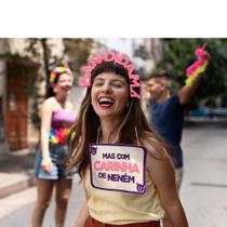 Kit Plaquinha e Tiara de Carnaval Feminina Solteira Bandida Má