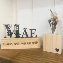 Kit Plaquinha Mãe Afetiva e Cubo com Buque. Decoração Di das Mães. Presente Dia das Mães