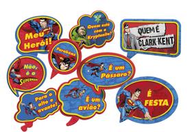 Kit Plaquinhas Divertidas Festa Superman - 09 unidades - Festcolor - Rizzo Festas - Festcolor Festas