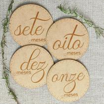 Kit Plaquinhas Mesversário para Fotos Bebês MDF laser Tema Coração