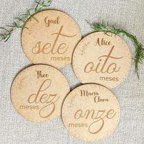 Kit Plaquinhas Mesversário Personalizado Bebês Fotos MDF laser Tema Ramo