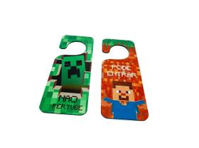 Kit Plaquinhas Não Perturbe para Portas Mcraft Personalizada Kit Plaquinhas Não Perturbe para Portas Mcraft Personalizada