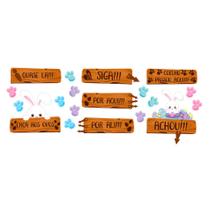 Kit Plaquinhas Páscoa Caça Aos Ovos Decoração - 19 unid Kit Plaquinhas Páscoa Caça Aos Ovos Decoração - 19 unid