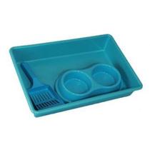 Kit plastico bandeja higienica/pa/comedouro azul - Four Plastic - four pastic