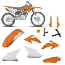 Kit plástico crf 230f 2008 à 2014 lateral branca 4 itens (kit plástico / protetor de bengala / prote