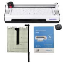 Kit Plastificadora 3X1 A4 + Guilhotina + 100 Plástico Kp10