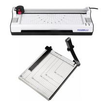 Kit Plastificadora 3X1 A4 + Guilhotina Cortadora Trava Kp11