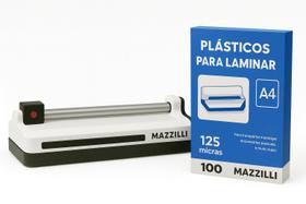 Kit Plastificadora Refiladora 3x1 A4 Laminadora + 100 Plástico Para Plastificar Alto Brilho KP08