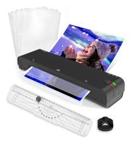 Kit Plastificadora Yamax A4 Lm400 127V e 220V Refiladora 5 Folhas de Plastificação