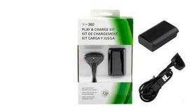 Kit play charge 1bateria P/ Controle Xbox 360 + 1 Cabo Carregador Preto LKJ-8360 - Defa - Ljq