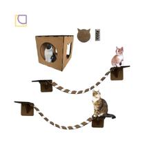 kit play para gato de parede em mdf com 1 nicho e 2 pontes - ALBERTINA
