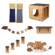 Kit Playground 10 Peças Para Gato Nicho Ponte Arranhador Em Mdf Kit Playground 10 Peças Para Gato Nicho Ponte Arranhador Em Mdf