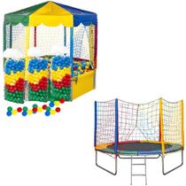 Kit Playground Cama Elástica 2,44m Piscina de Bolinhas Oitavada 2,00m 1500 Bolinhas