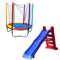 Kit Playground Cama Elástica Pula Pula 1,40m Escorregador Grande