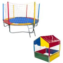 Kit Playground Cama Elástica Pula Pula Trampolim 2,30m Premium Piscina de Bolinhas Quadrada 1,00m Resistente