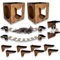 Kit Playground Com 14 Peças Para Gatos Em Mdf