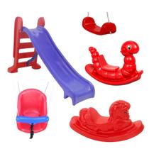 Kit Playground Completo Escorregador Médio, Nhoca, Cavalo, Balanço BB e Prancha