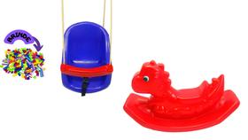 Kit Playground Meninos e meninas Balanço com Cinto e Trava e Dinossauro Rex Gangorra Premium 100 Peças Criativas Kit Playground Meninos e meninas Balanço com Cinto e Trava e Dinossauro Rex Gangorra Premium 100 Peças Criativas