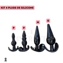 Kit Plug Anal 4 Tamanhos em Silicone Alarga Anus - Discretta