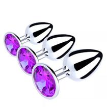 Kit Plug Anal com Joia em Aço Dilatador 3 unidades P M G