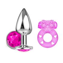 Kit Plug Anal Dilatador com Jóia + Anel Peniano Estimulador Clitóris Kit Plug Anal Dilatador com Jóia + Anel Peniano Estimulador Clitóris