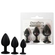 Kit Plug Anal Em Silicone P, M E G Com Joia Na Base Seamless Butt Plug Starting Kit