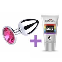 Kit plug anal metal jóia sete sensações gel deslizante
