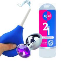 Kit Plug Anal P + Ducha Higiênica Íntima Chuca Anal + Lubrificante Intimo