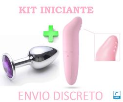 Kit plug anal p inox e vibrador pequeno potente sex shop