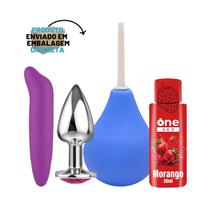 Kit Plug Anal Tamanho P 100Dor SeKit Plug Anal Tamanho P Gel Lubrificante Íntixy Ball Bolinha Anal Vibrador Ponto G Liso Ducha Higienica 220ml
