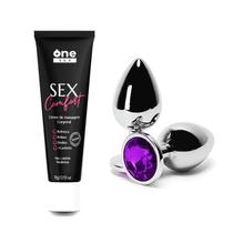 Kit Plug Anal Tamanho P E Gel Lubrificante Anal Sex Comfort - One Sex
