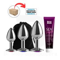 Kit Plug Anal Tamanho P, M e G Sex Virgin Creme de Massagem Íntima Adstringente Feminino Kit Plug Anal Tamanho P, M e G Sex Virgin Creme de Massagem Íntima Adstringente Feminino