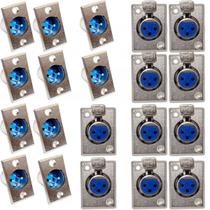 Kit Plug Conector XLR Canon 10 Femea 10 macho painel 3 pinos