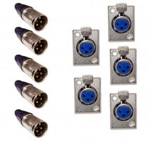 Kit Plug Conector XLR Canon 5 macho 5 Femea Painel 3 pino Kit Plug Conector XLR Canon 5 macho 5 Femea Painel 3 pino