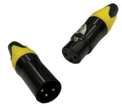 Kit - plug xlr femea + xlr macho ( cannon ) amarelo e preto