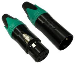 Kit - plug xlr femea + xlr macho ( cannon ) verde e preto