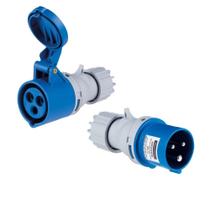 Kit Plugue Movel Industrial + Acoplamento Industrial 2P+T 16A 220-250V 6H Azul IP44 Tramontina Kit Plugue Movel Industrial + Acoplamento Industrial 2P+T 16A 220-250V 6H Azul IP44 Tramontina