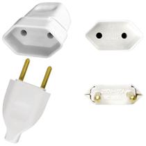 Kit Plugue Pino Macho Oco 2p 10A + Tomada Fêmea 2p 10A Branco