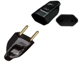 Kit Plugue Pino Macho Oco 2p 10A + Tomada Fêmea 2p 10A Preto