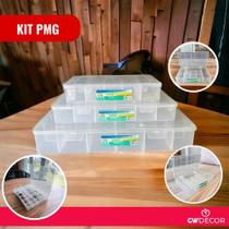 Kit PMG Caixa Box Com Divisões 3 Tamanhos
