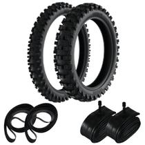 Kit Pneu 80/100-21 + 110/90-19 Rs47 Rinaldi + Camaras + Cintas