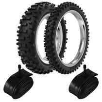Kit Pneu Cross Off Road 90/90-21 + 140/80-18 He40 Rinaldi + Camaras