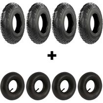 Kit Pneu E Camara 4 Lonas 3.5x8 Carrinho De Mao 120kg 4jogos
